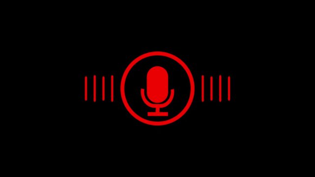green icon animation. Audio microphone icon looping animation. Audio microphone icon black background