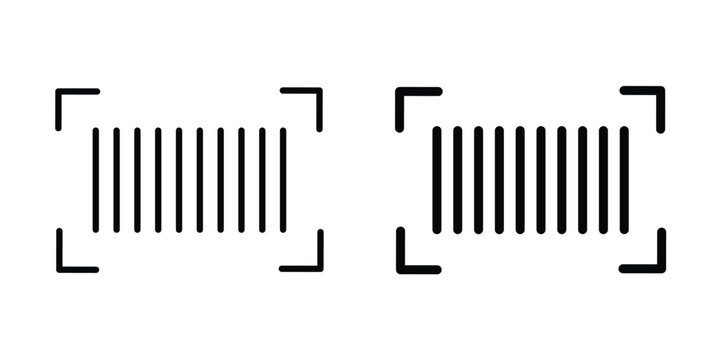 Barcode read icon line illustrations set