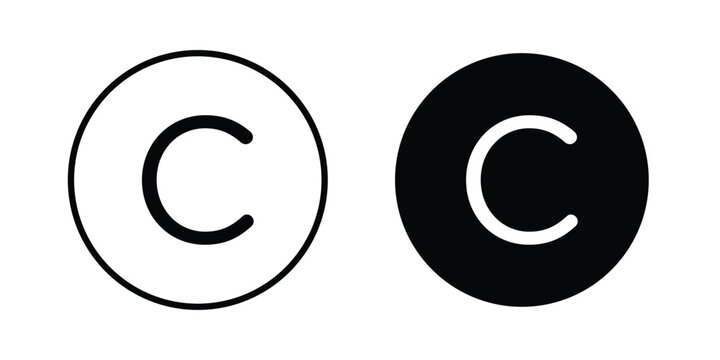 Copyright icon line illustrations set