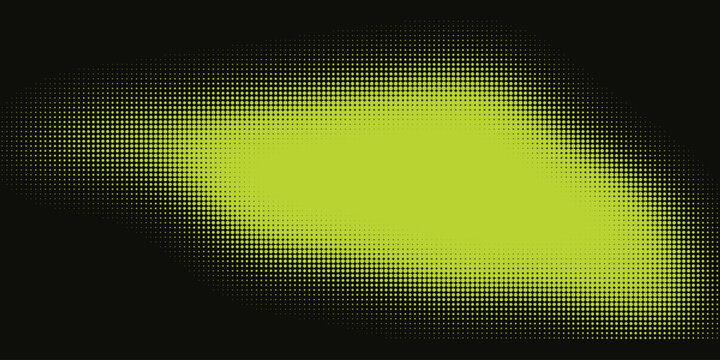 Abstract bright neon green halftone dot pattern on a solid black background for modern graphic design projects