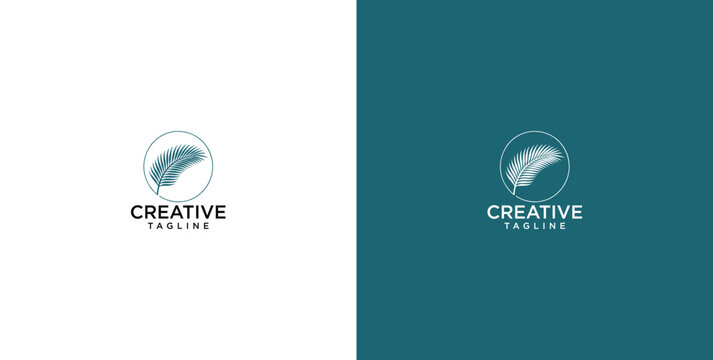 Creative Feather Logo Design Template Vector illustration featuring an elegant quill symbol inside a circle