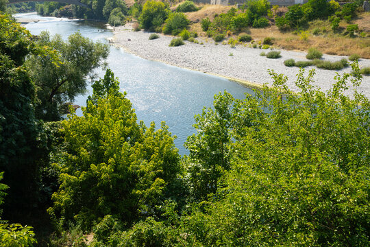 Moraca river in Podgorica, Montenegro