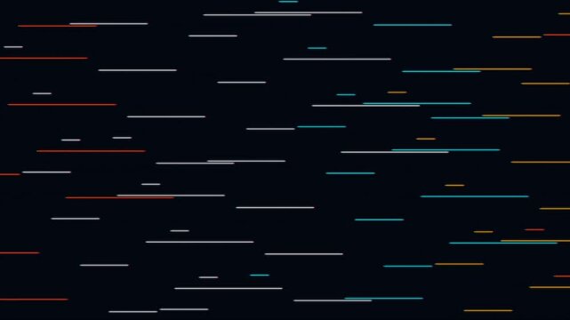 Abstract digital data stream with colorful pixelated lines