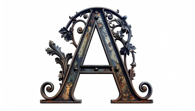 Elegant Rustic Letter a Ornament with Decorative Metalwork
