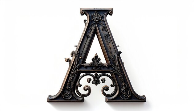 Intricate Ornate Letter a Metal Ornament