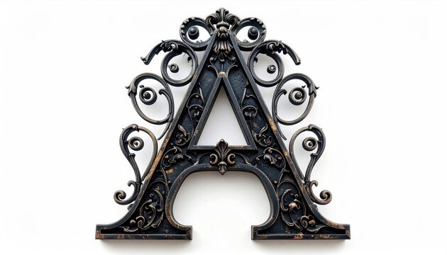 Intricate Ornate Metal Letter a with Filigree Design