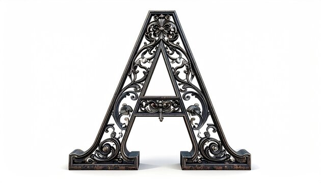 Ornate Metal Letter a with Decorative Filigree