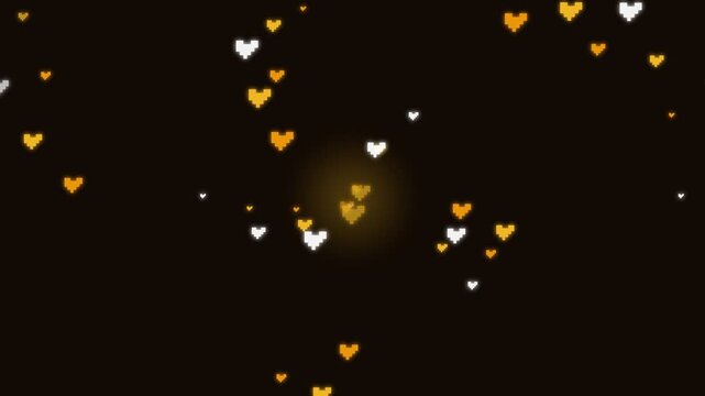 Abstract background of floating pixelated hearts