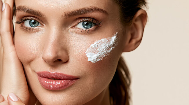 Woman Relaxing After Skincare Treatment, Spa Facial Close-Up