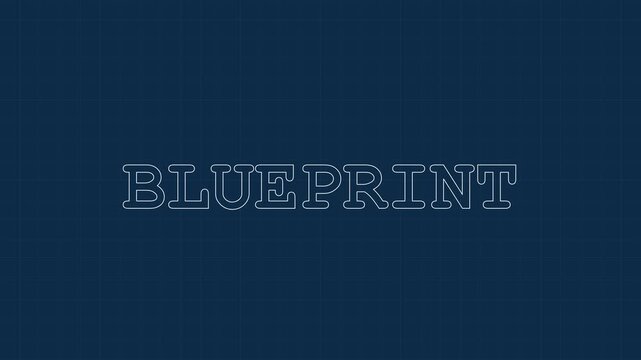 Blueprint text animation on dark grid 4k background, for architectural and, engineering projects architecture