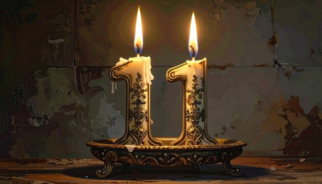 Elegant Vintage Number One Candles in Ornate Holder