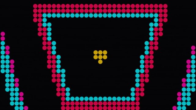 Abstract play button matrix animation with digital pixel art