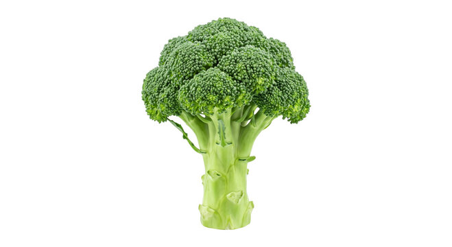 Fresh green broccoli head isolated on a clean white background