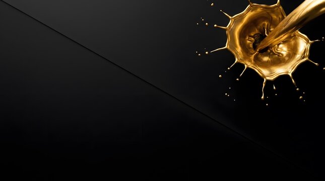 Abstract Golden Liquid Splash on Dark Minimalist Background