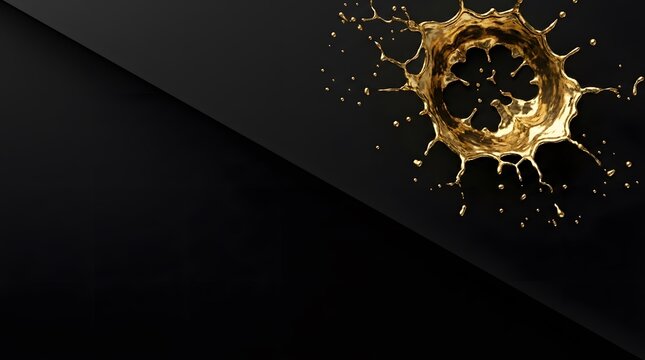 Abstract Golden Liquid Splash on Dark Minimalist Background