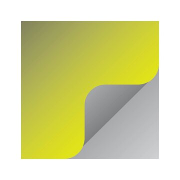 Abstract yellow and gray gradient corner fold isolated on white background