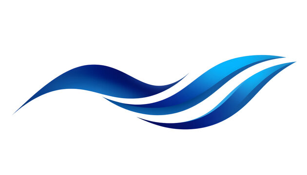 Abstract blue wave swoosh graphic design element isolated on transparent background