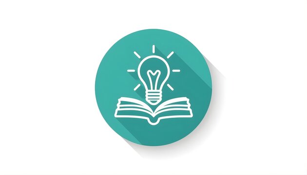 Creative learning concept with book and lightbulb flat icon