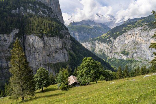 Picturesque mountain landscape on Mettlenalp, Bernese Alps, Bernese Oberland, Switzerland