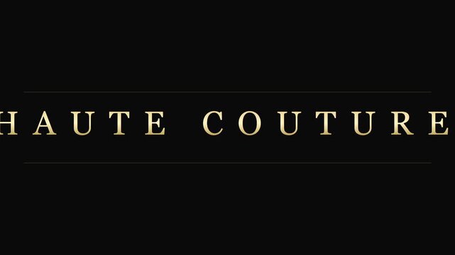 Haute couture gold typography title card for luxury fashion branding and high-end editorial motion animation 4k