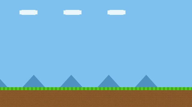 Retro 8-bit style landscape video game background