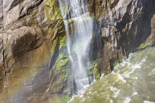 Rainbow on tips at the Orange River waterfall, Augrabies Falls National Park, North Cape, South Africa