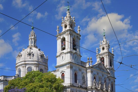 Exterior view of the Estrela Basilica and Convent of the Most Sacred Heart of Jesus, Lisbon, Portugal