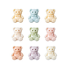 Fototapeta premium A grid of colorful teddy bear shaped sewing buttons