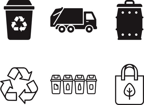 waste snd recycling icon set