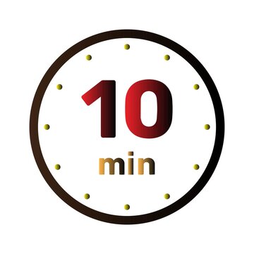 Red digital timer showing ten minutes isolated on white background