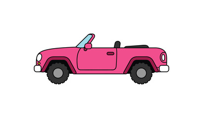 Obraz premium Pink Convertible Car Cartoon Illustration.