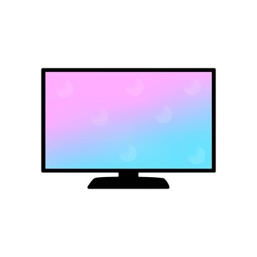 Modern flat screen tv with colorful gradient display isolated on white background
