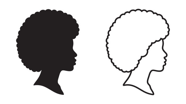 Woman s Profile With Afro Hair Black And White Silhouette