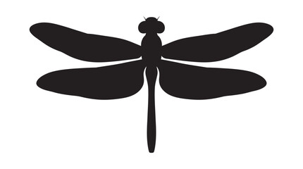 Dragonfly Silhouette Against A White Background Black Shape © MDSHANTO