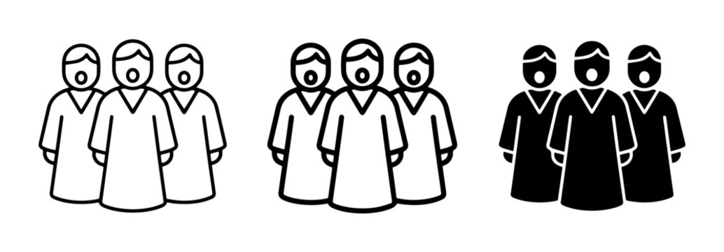 Choir Icons, Group Singing Symbols, Vocal Ensemble Illustrations, Three Singers, Music Performance