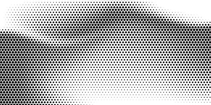 Black and white abstract geometric pattern with halftone effect for sporty background. Hexagon texture for jersey pattern. Easily resized and recoloured at your discretion. Vector Format Illustration.