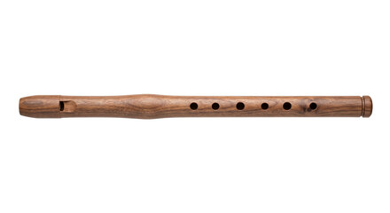 Handcrafted wooden recorder flute with six finger holes and a mouthpiece © Sapphire