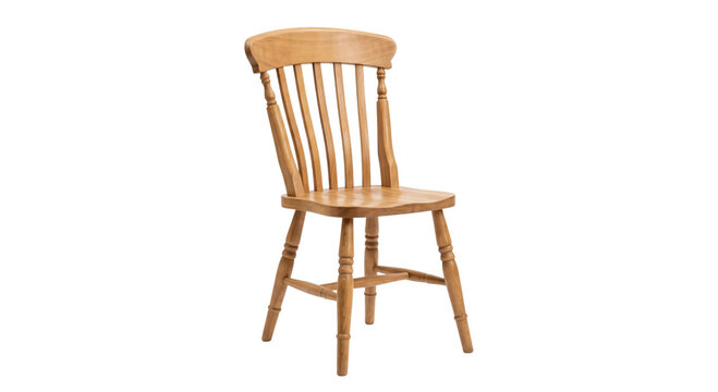 Classic wooden Windsor chair with turned legs and spindle back