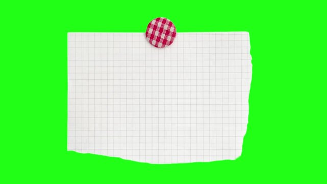 Contemporary art collage of blank squared notebook paper scrap with red gingham, paper element, suitable for content, video editing, presentation, ads, etc, 4K motion footage