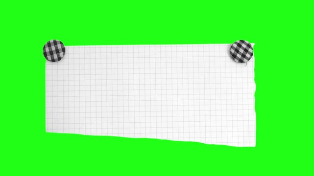Contemporary art collage of blank squared notebook paper scrap with gingham button, paper element, suitable for content, video editing, presentation, ads, etc, 4K motion footage