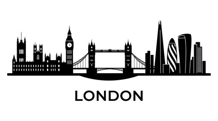 Fototapeta premium London Skyline Silhouette Flat Vector Illustration