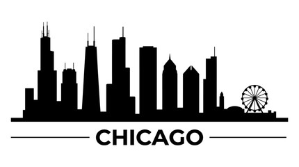 Fototapeta premium Chicago Skyline Silhouette Vector Illustration
