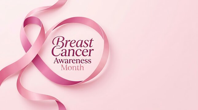 Elegant pink ribbon background for breast cancer day awareness campaign with copy space for health event promotion