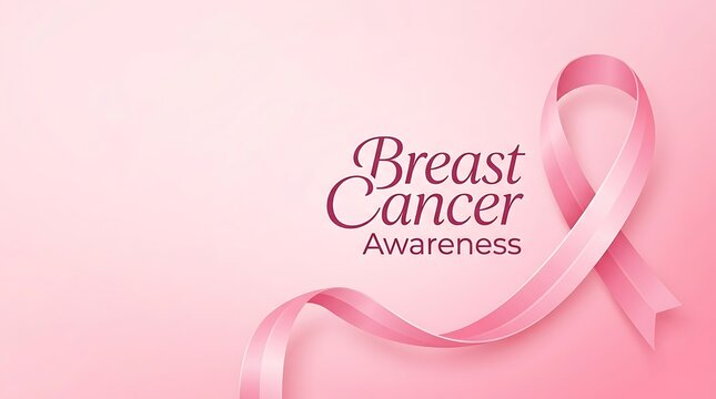 Elegant pink ribbon background design for breast cancer day awareness campaign and medical support charity event