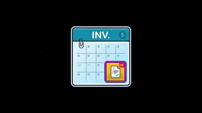 Invoice calendar icon. Financial billing schedule and payment due date reminder symbol.
