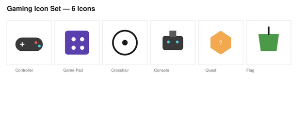 Naklejka premium Gaming icon set controller gamepad crosshair vector pack