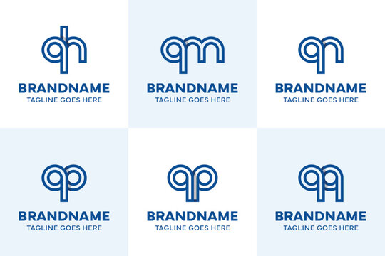 Letters qh qm qn qo qp qq Logo Line, for hq mq nq oq pq qq initials