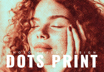 Dots Print Photo Effect Mockup