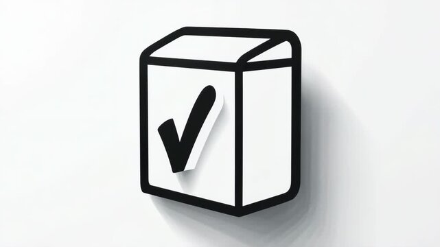 Animated checkmark in a box graphic element with subtle shadow and clean motion