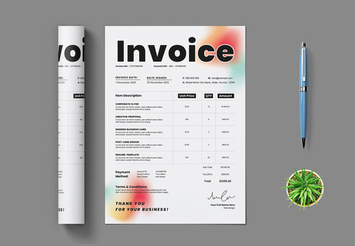 Modern Gradient Invoice Template